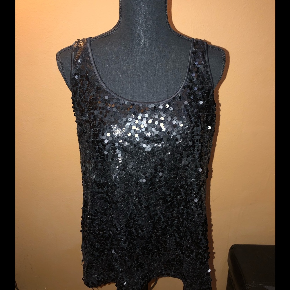 Express black sequin tank